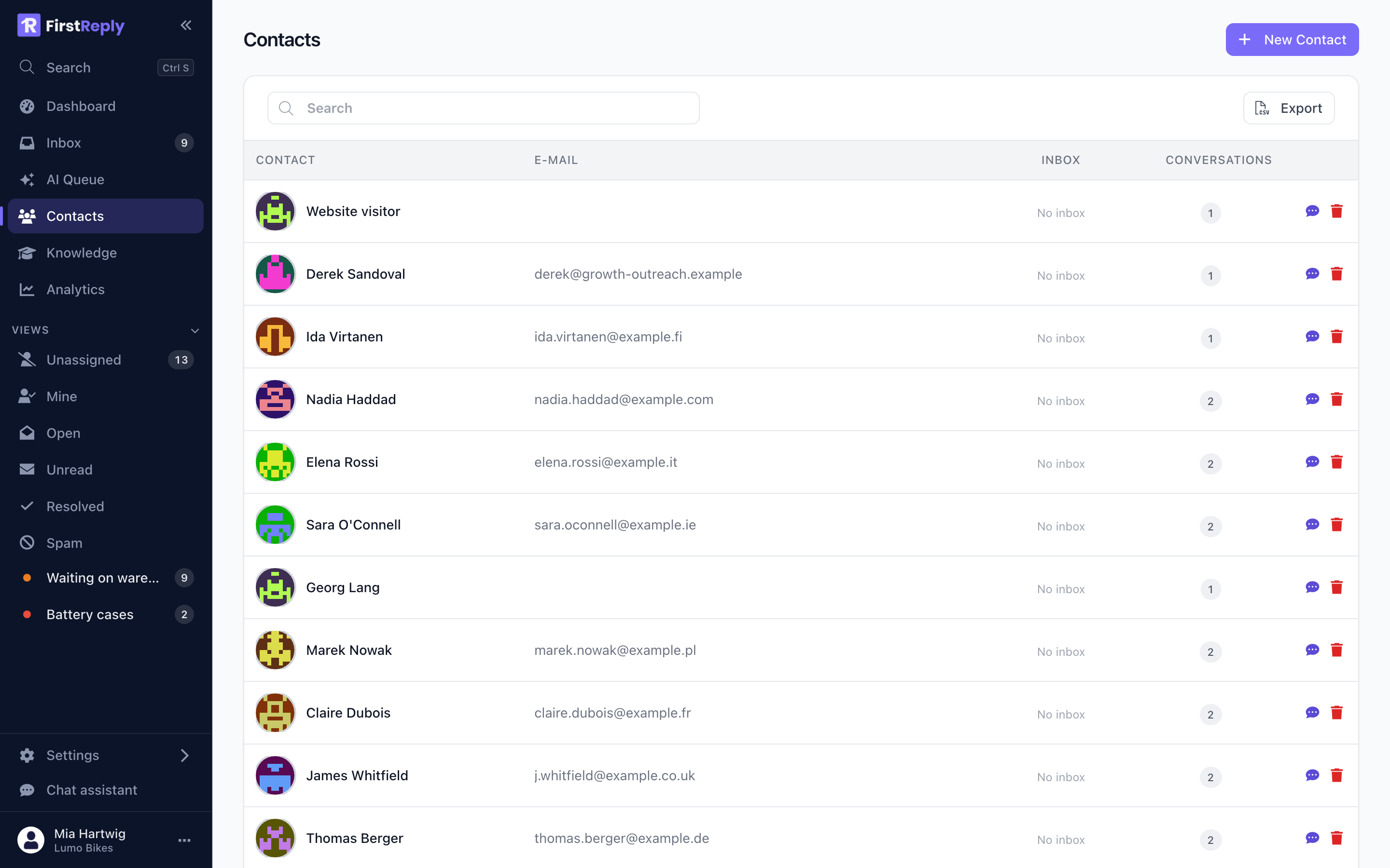 The contact list