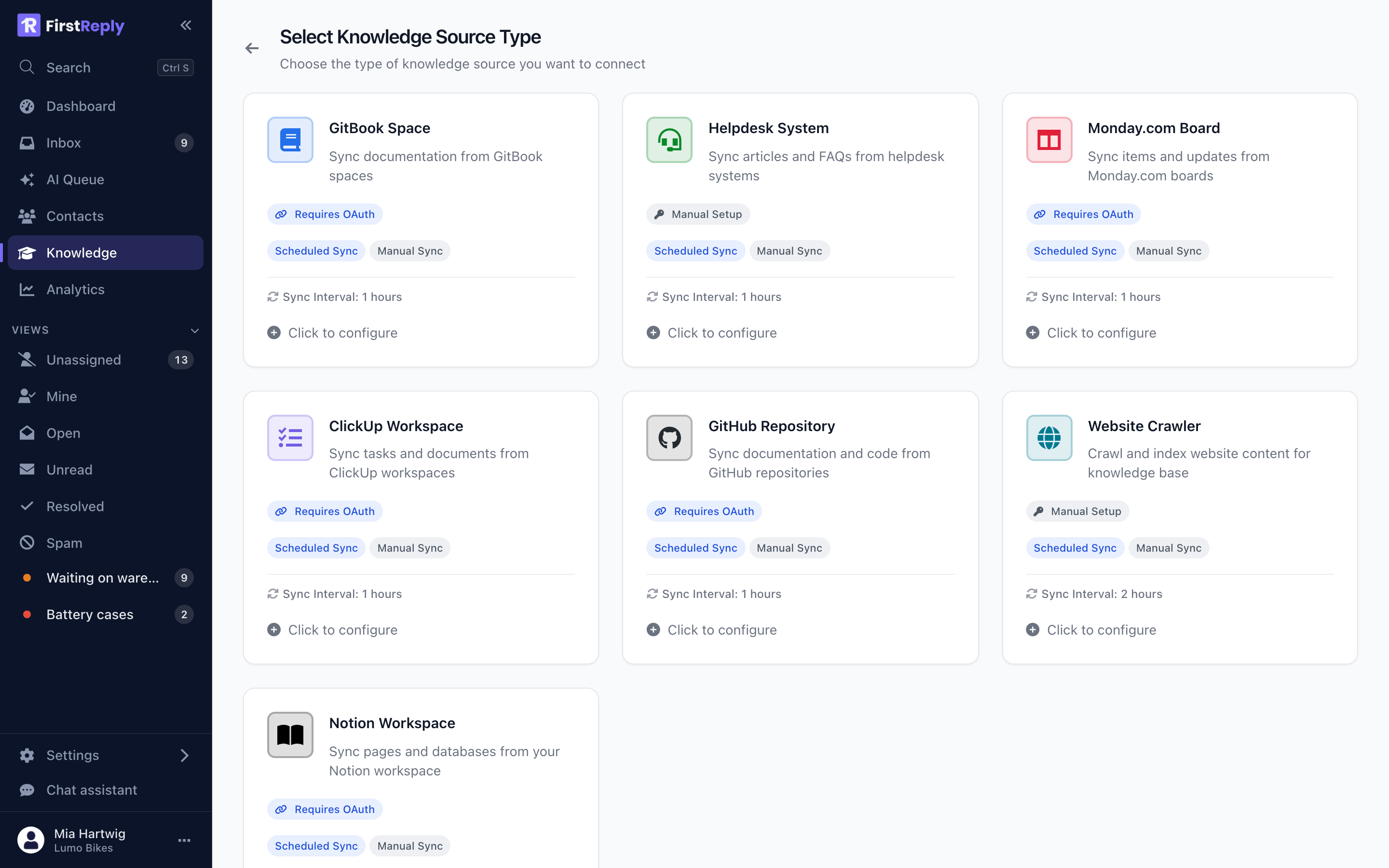 Choosing a knowledge source type