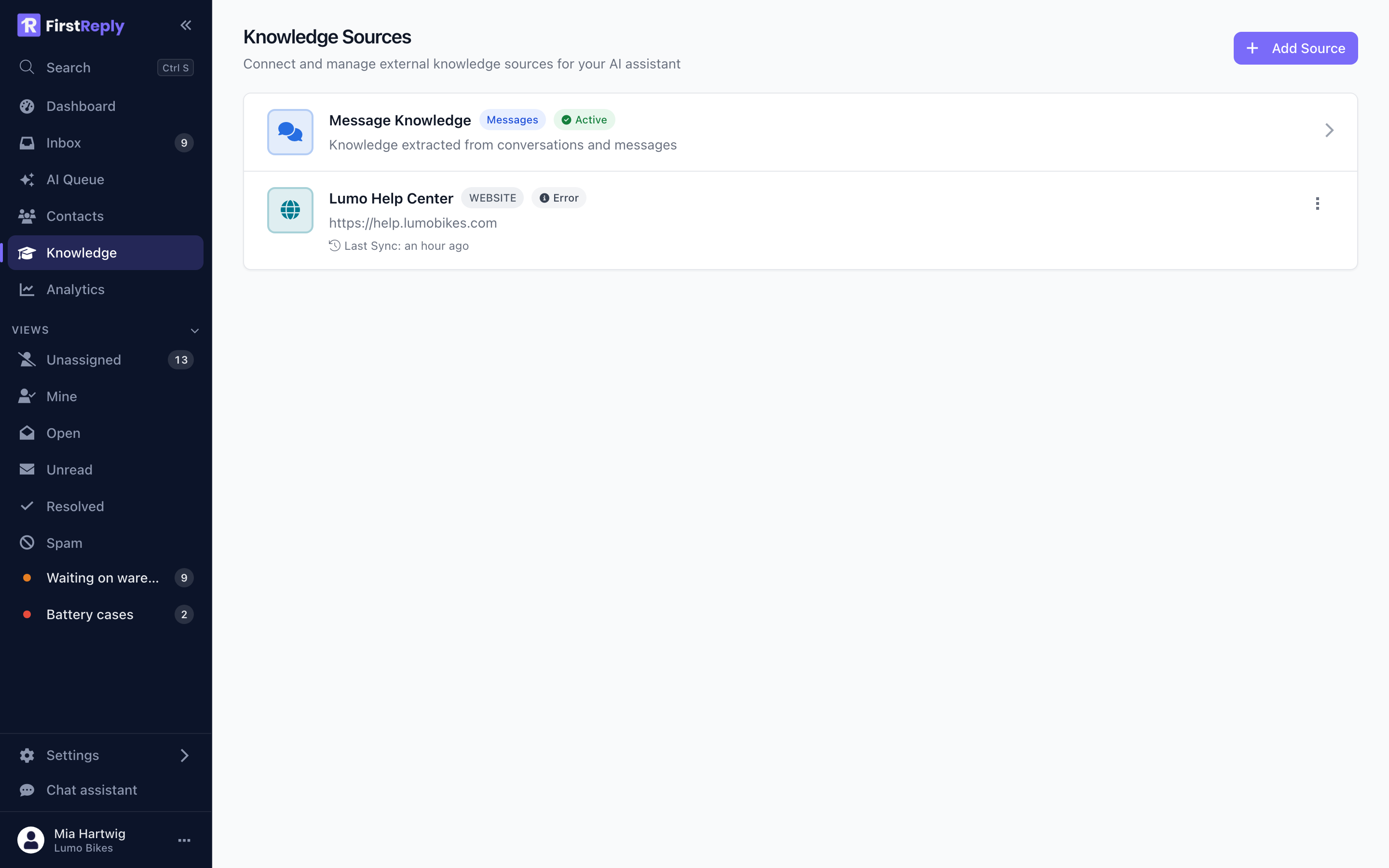 The knowledge sources of a workspace