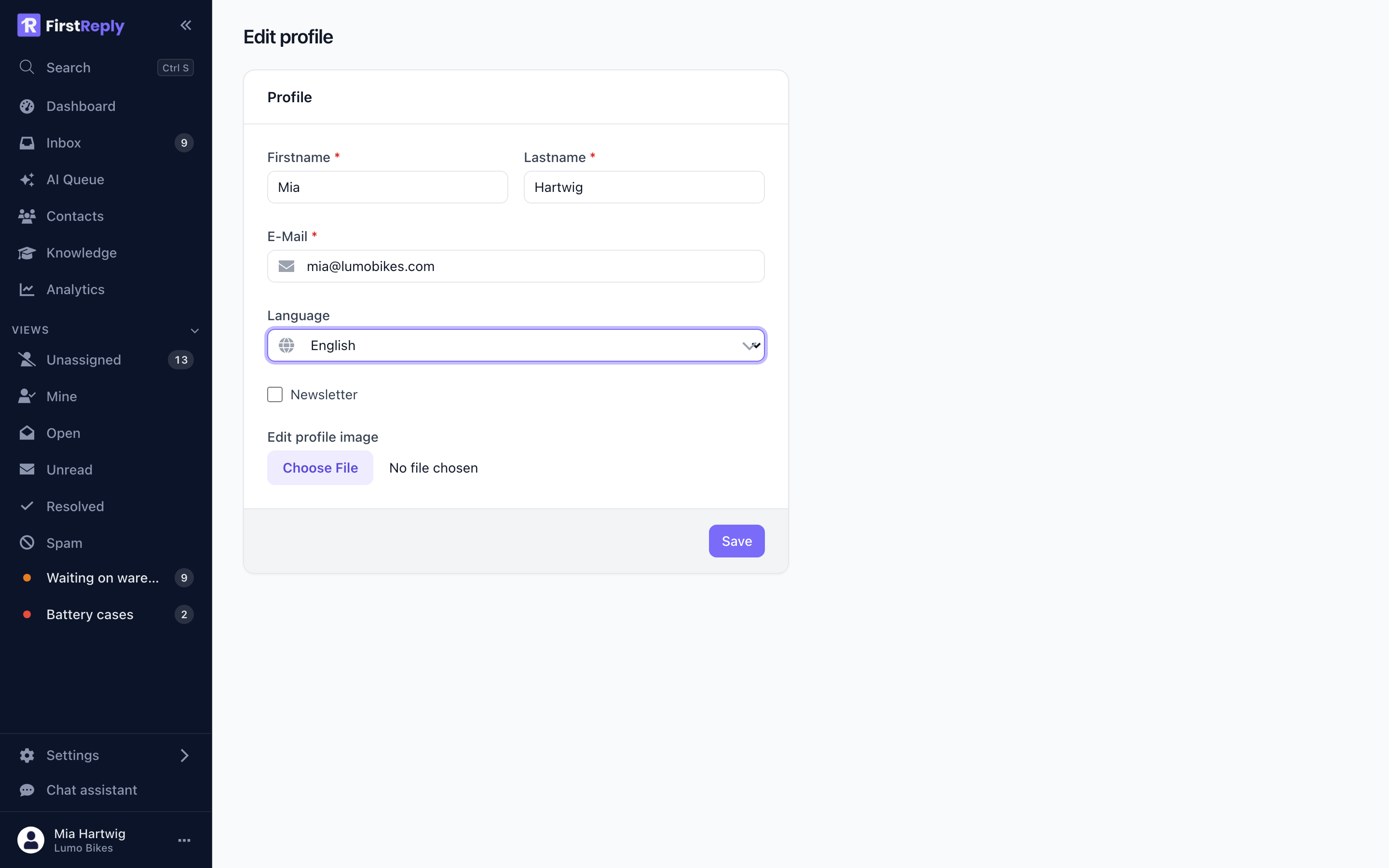Editing your profile