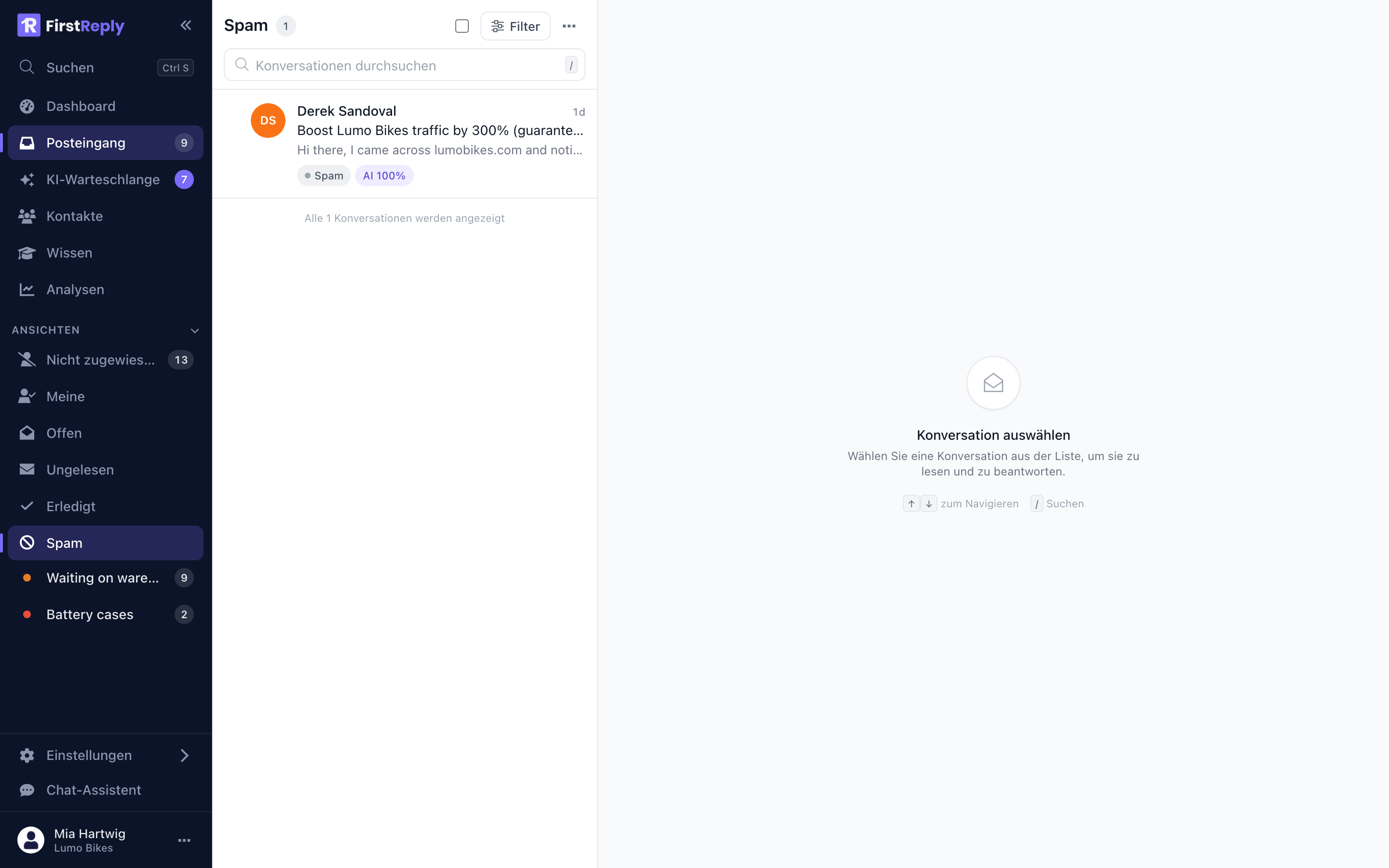Die Spam-Ansicht